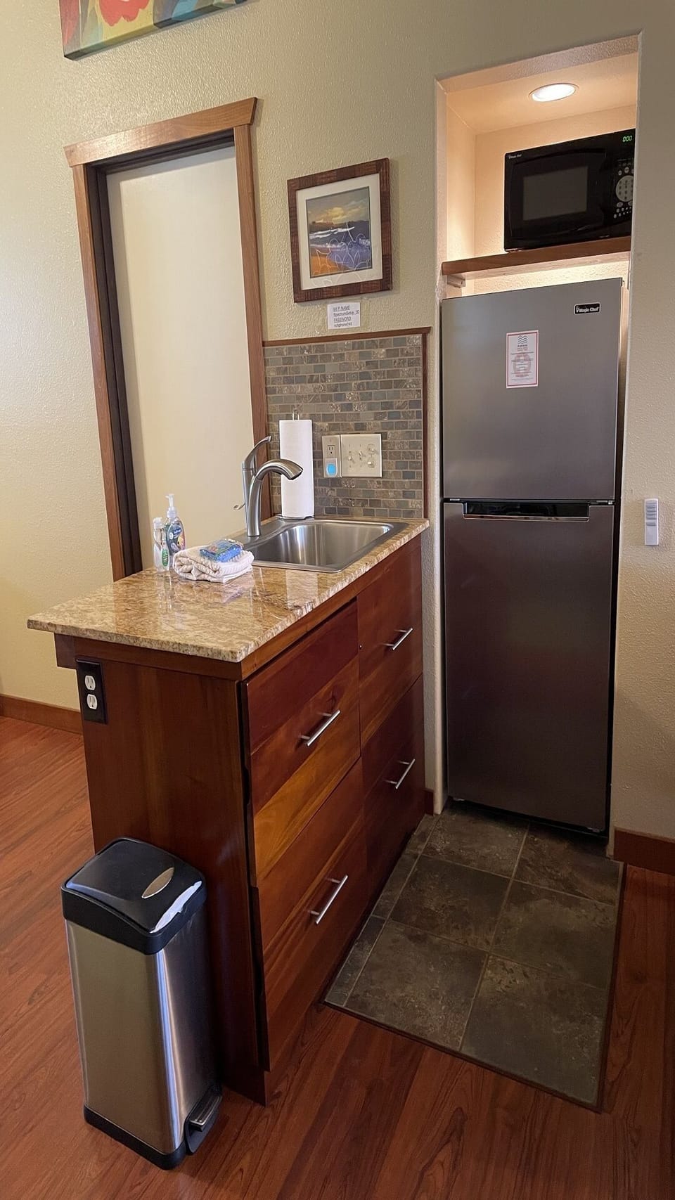 Kitchenet with new Fridge 