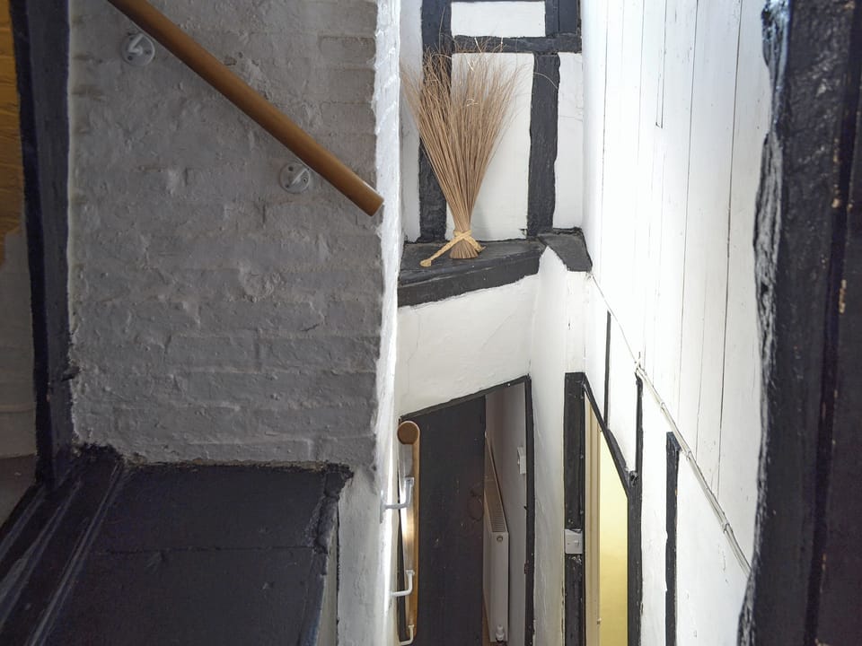 Charming exposed wood frame in the stairway | Belfrey House, York