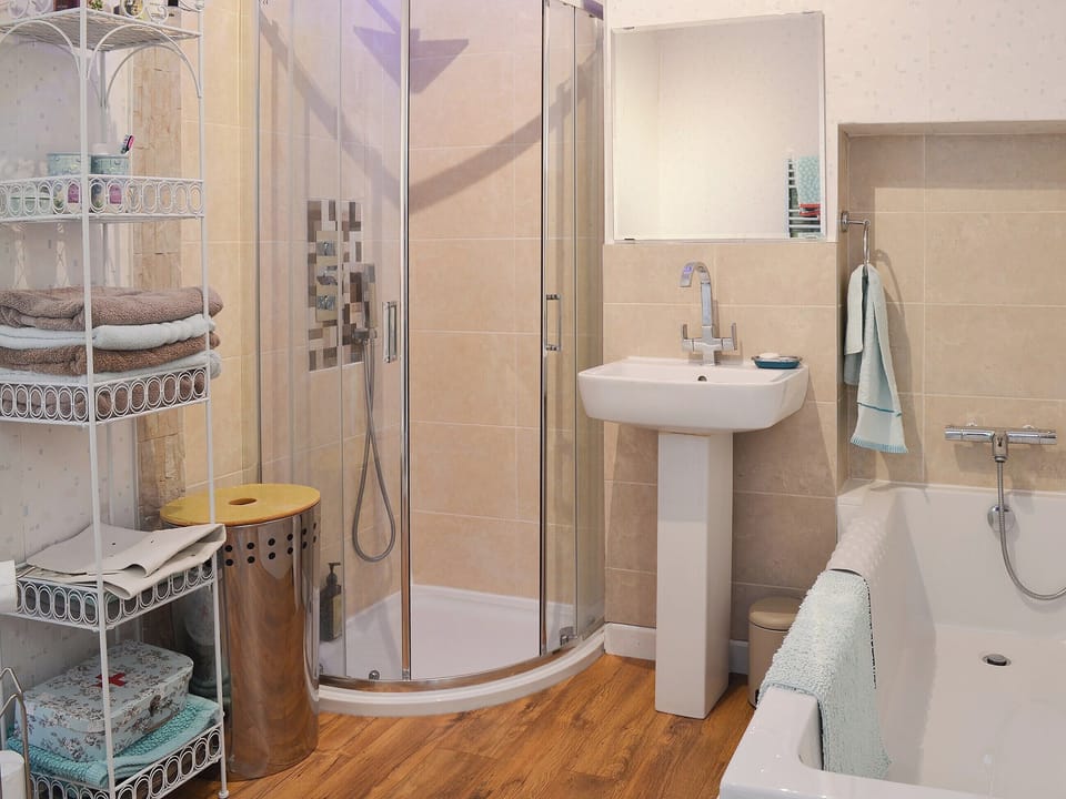 Bathroom with shower cubicle and shower attachment | Deja Blue, Filey