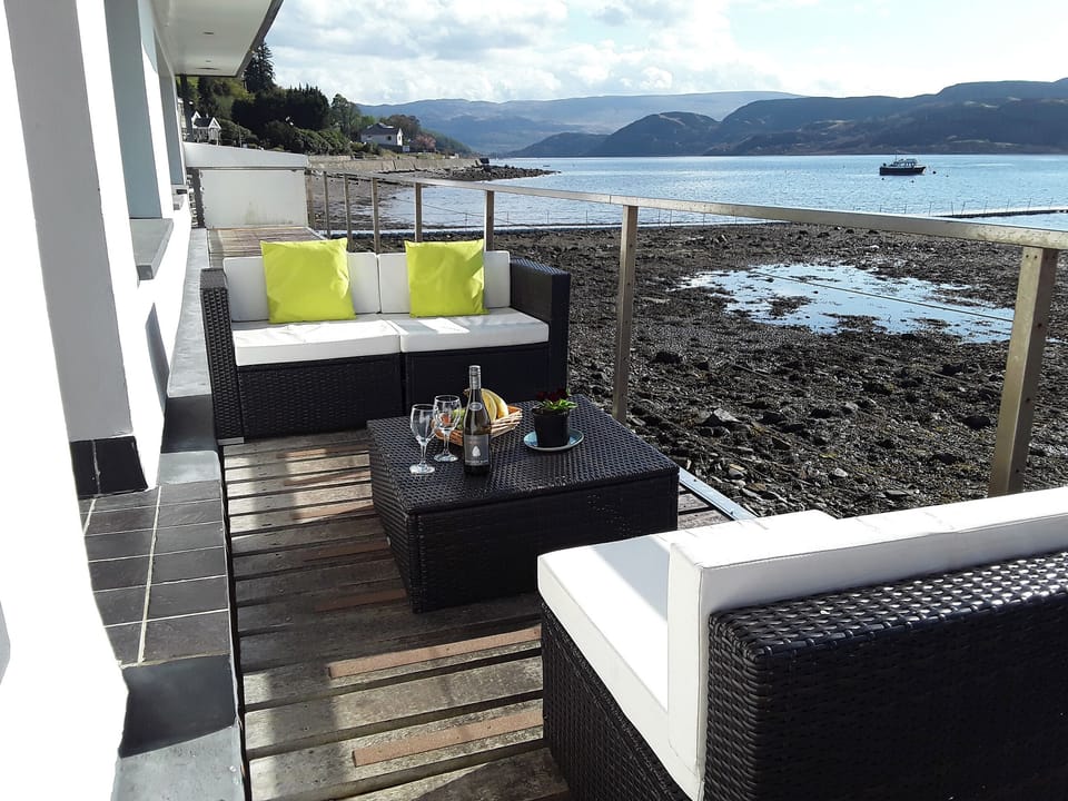 Marvellous view of Bute from the decked balcony | Waterside, Tighnabruaich