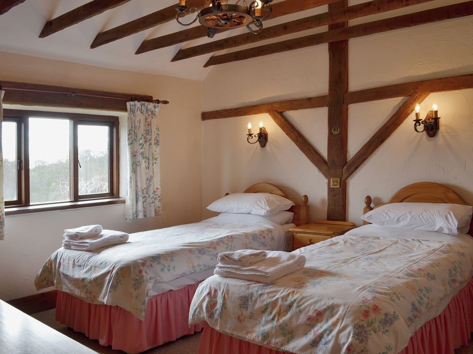 The view can be enjoyed from the large picture window in the twin bedroom | Whitwell Farm CottagesAshley&rsquo;s, Whitwell Farm, Colyford, near Seaton