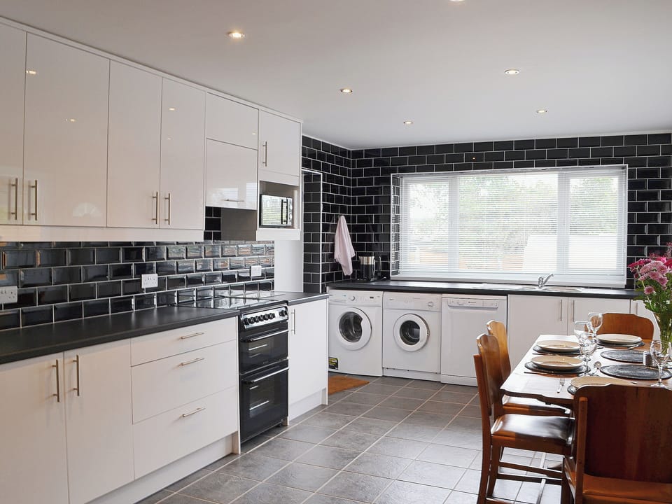 Contemporary tiling and lovely fitted kitchen units housing modern appliances | The Briar Rose, Shiney Row, near Houghton-le-Spring