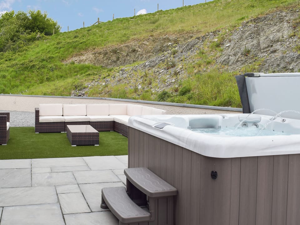 Relaxing Hot Tub and seating area | Trecift, Llangoedmor, near Cardigan
