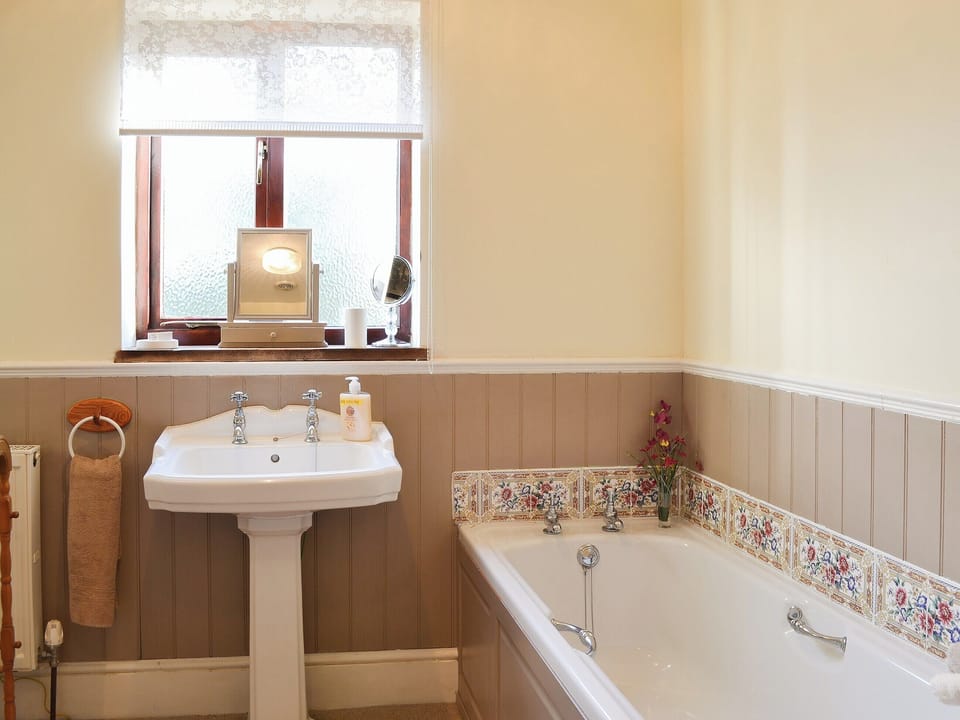 Half-panelled bathroom | Acorn Barn, Laytham, near York