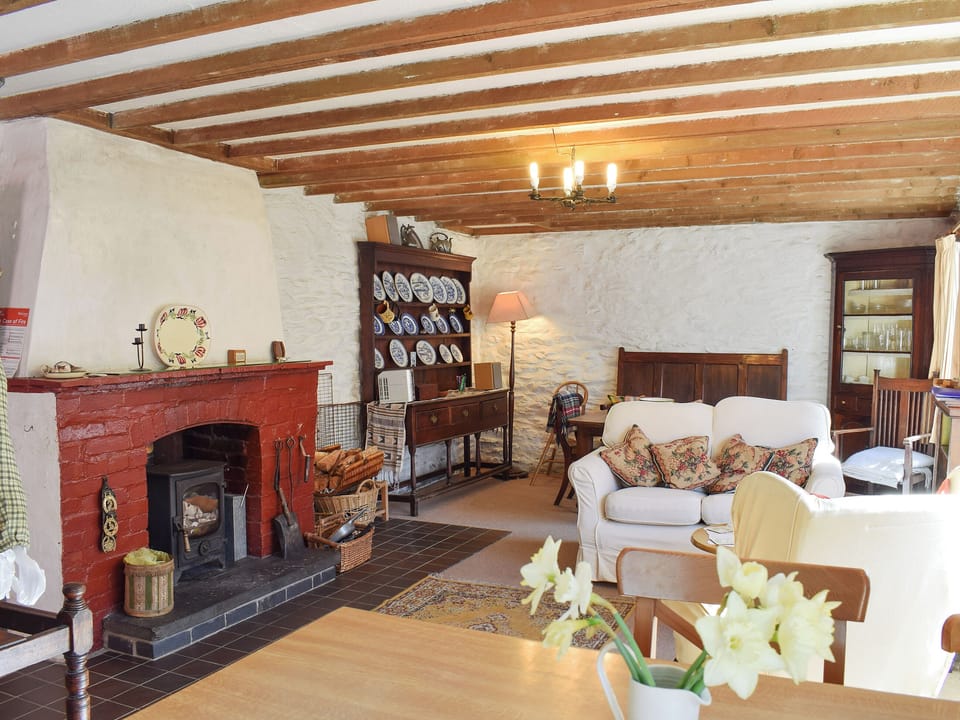 Spacious open plan living space with beamed ceiling | The Glen, Pontrhydygroes, Devils Bridge