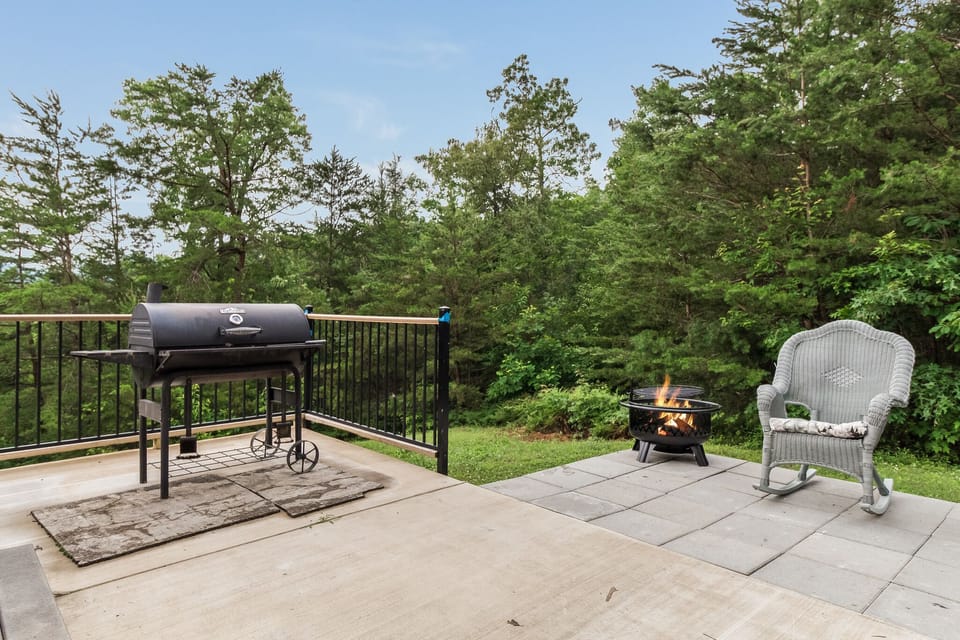 Deck - Fire Pit, Grill, Wicker Rocking Chair