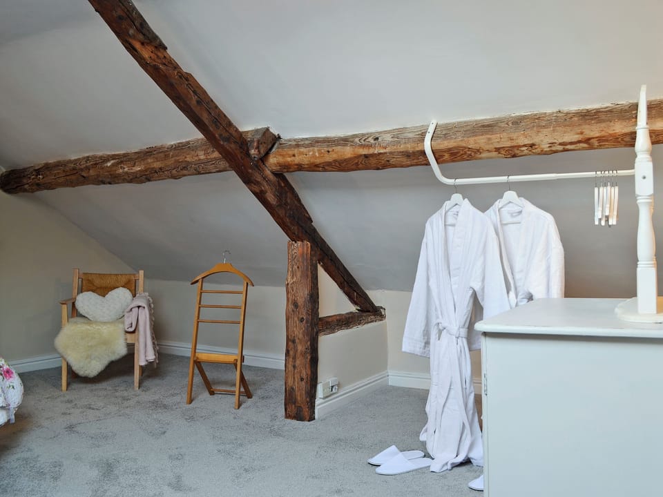 Luxurious double bedroom with dressing gowns | The Cider Barn, Combe, near Presteigne