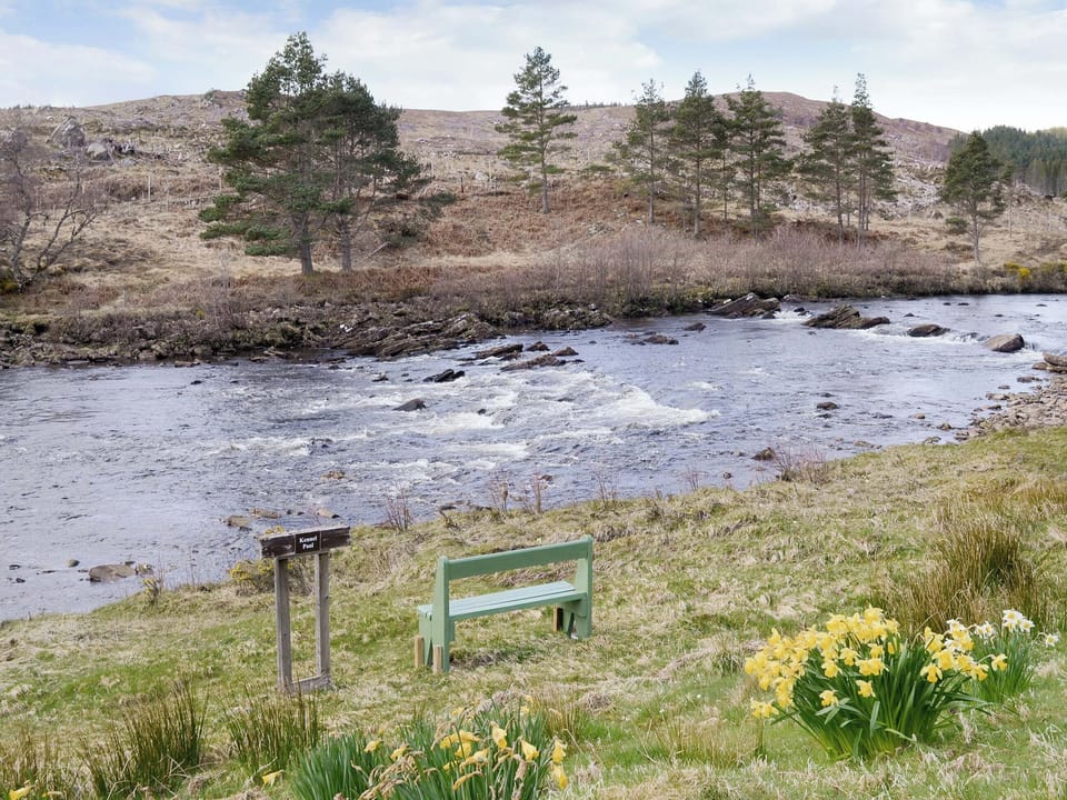 Lovely view over the nearby river | Glenrossal Cottages - Keeper&rsquo;s House, Birch Cottage, Rowan Cottage - Glenrossal Cottages, Rosehall, near Lairg