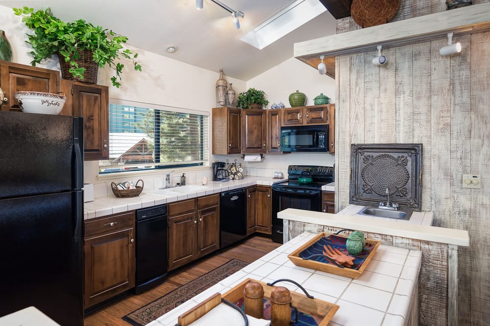 Plenty of counter space in the kitchen which is open to dining and great room
