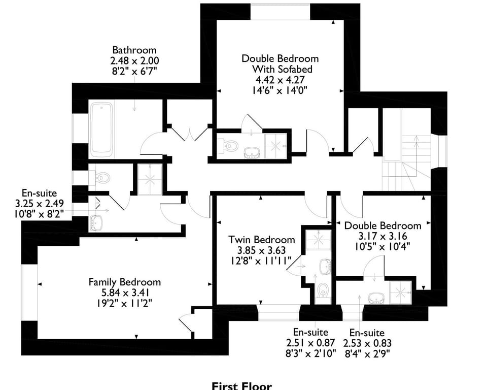 Floor plan of first floor | Corner Cottage, Troutbeck Bridge, near Windermere