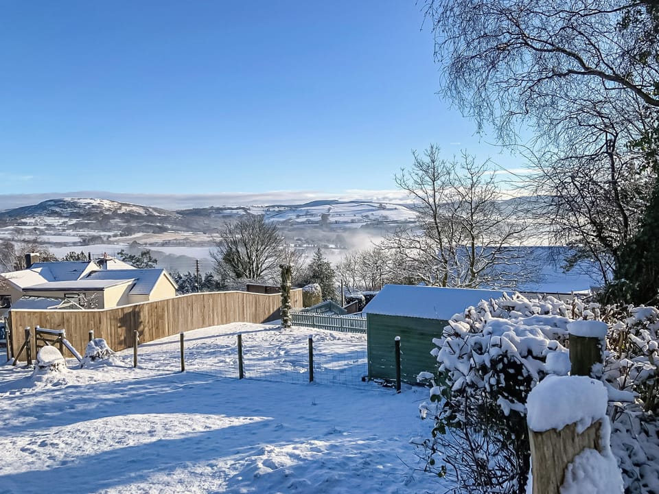 A wintry scene looking over the garden | Ty Howton, Craig-Cefn-Parc, near Clydach