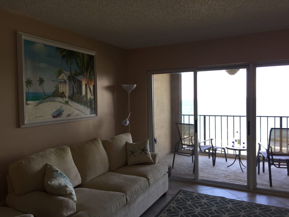 View of couch and patio 