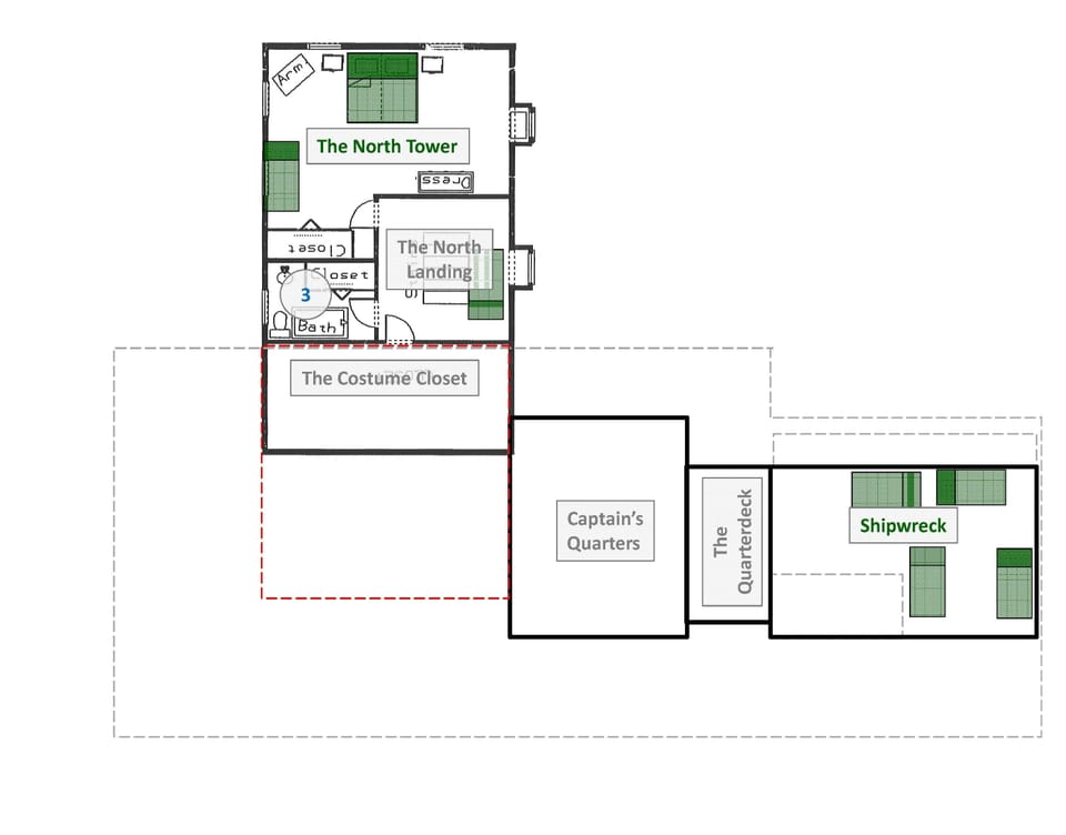 Farmhouse Floor plan. Upstairs. There are two sets of stairs. Cool, huh?