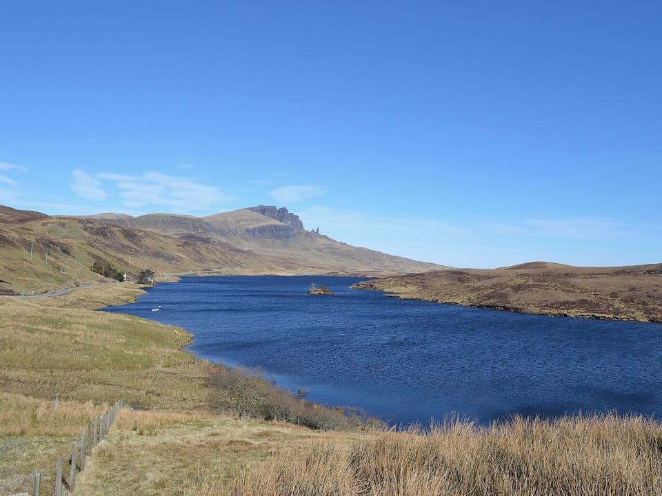 View across Loch Leathan towards Storr
