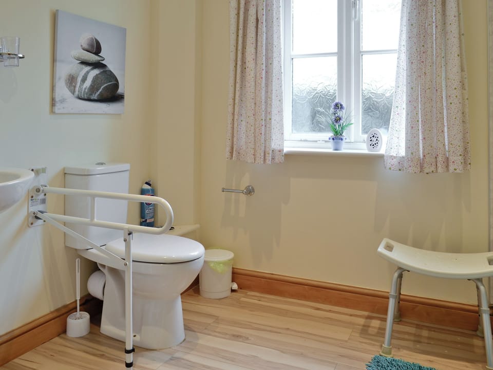 Family bathroom with shower cubicle | Hen Ysgubor - Bwlchgwyn Equestrian Holidays, Arthog, near Fairbourne