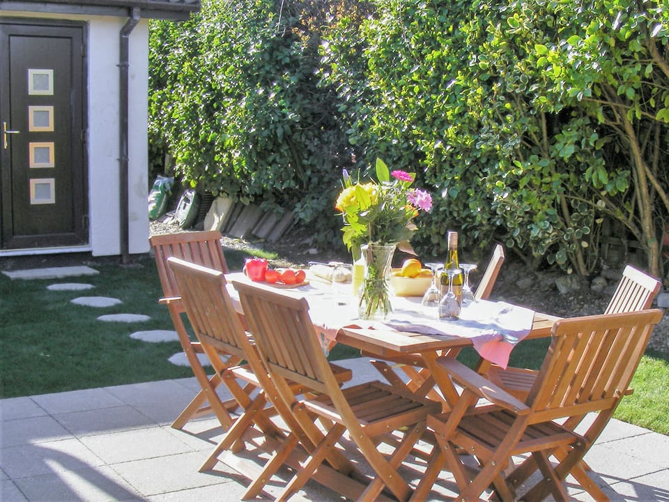 Secluded rear garden with patio | Chynoweth, St Merryn, near Padstow