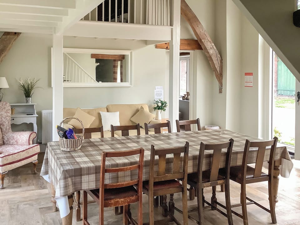Spacious bedroom with two king size beds | Foremark Threshing Barn - Foremark Cottages, Milton, near Repton