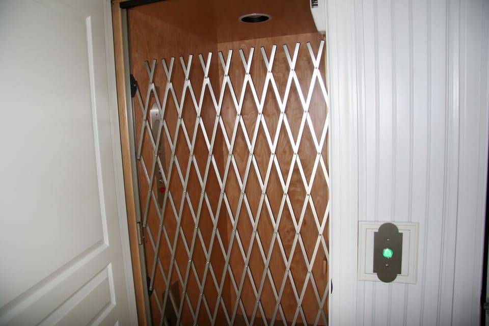 Elevator inside Bayside Retreat - elevator door 34 in. elevator depth 42 in.