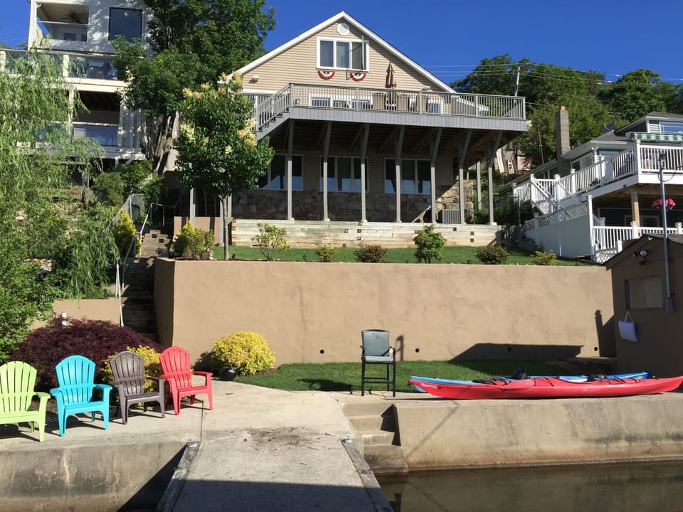 Looking up to the main house from the dock.  Great swimming area for kids