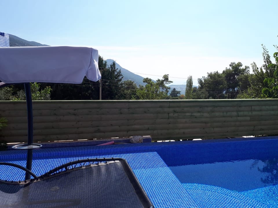 Pool area with swing