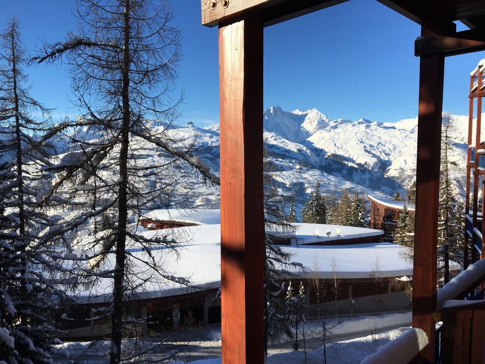 Winter view from Balcony, overlooking covered Car Park