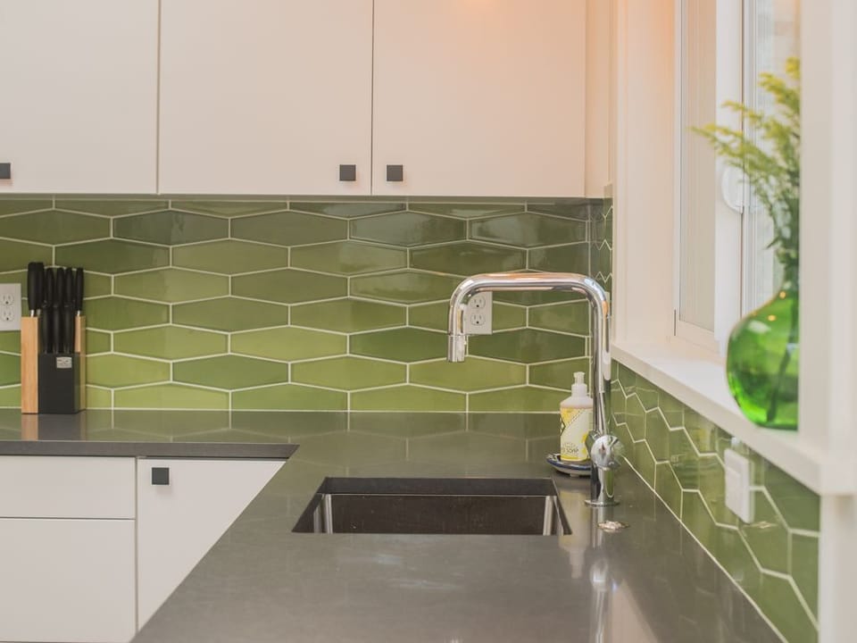We used many local products, like these Pratt &amp; Larson tiles- handmade in PDX.
