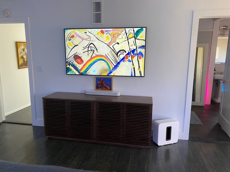 Master Bedroom includes 65' Samsung Art TV with surround system.