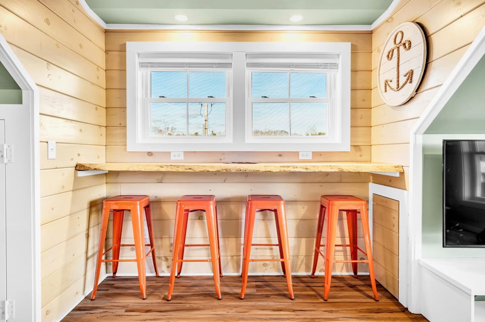 Counter and stools in the game room