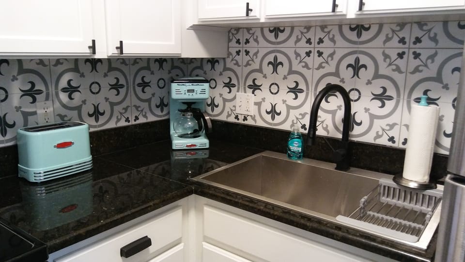 Gorgeous, Retro Coastal Kitchen with Huge Sink Just remodeled.
