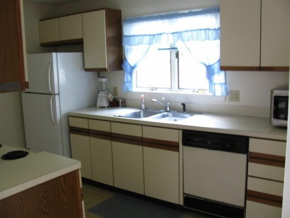 Kitchen with dishwasher and microwave