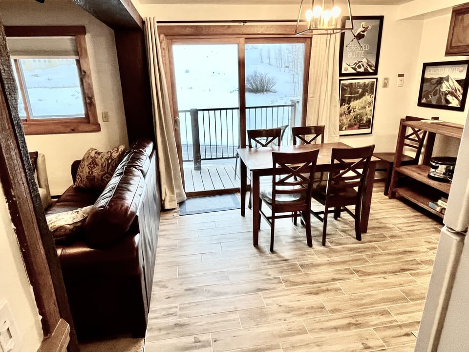 Deck just off the kitchen space provides plenty of natural light.