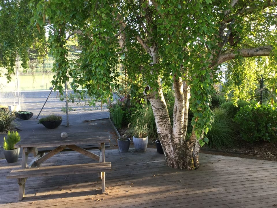 Looking out to tennis court