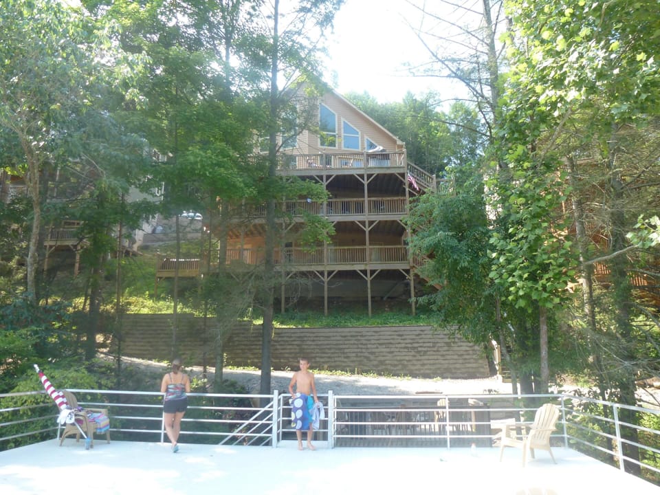 View of house from the 31'x31' 2nd story of our dock, the bottom is much bigger 