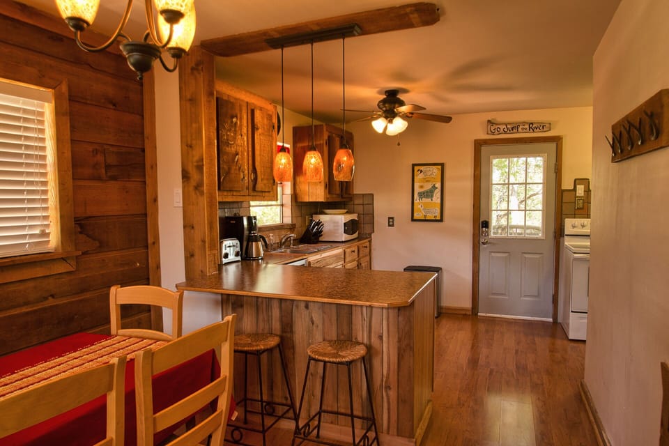 Before pic: Dining table & breakfast bar seat 8. Room for lots more outside too.