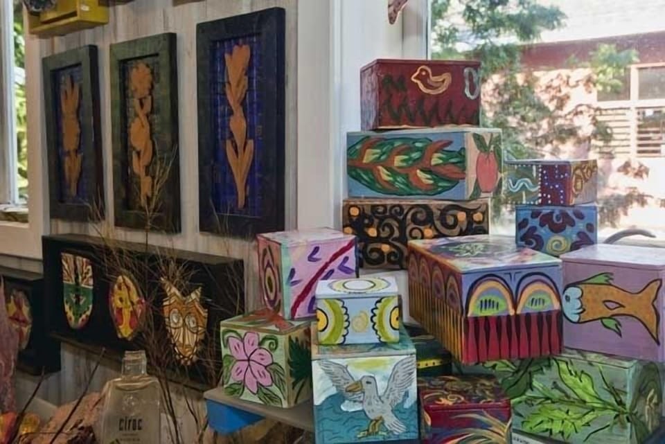 Some of the many crafts made on site available in Art Attack gift shop