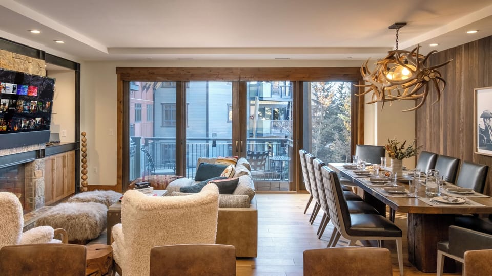 Great Room, Main Level - With gas fireplace and TV