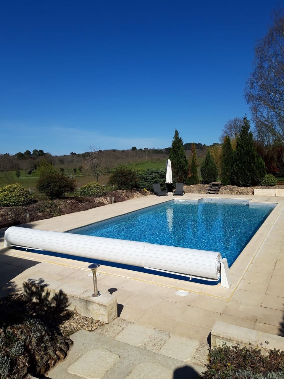 Our pool has got a new plastic cover and a new liner!!