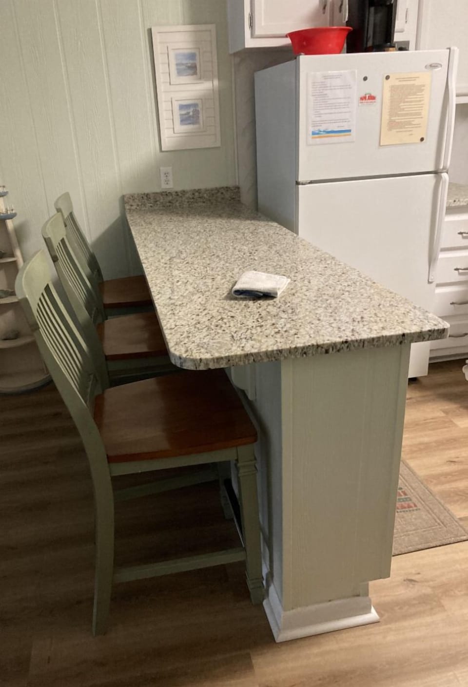 High back barstools and countertop bar added in 2024