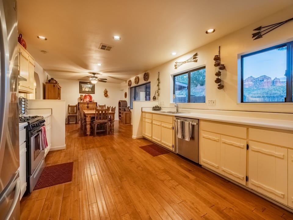 Kitchen with view of Castle Rock