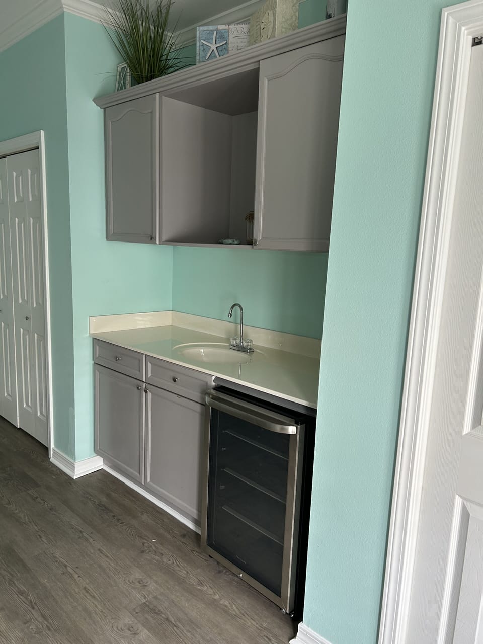 Mini fridge in master bedroom