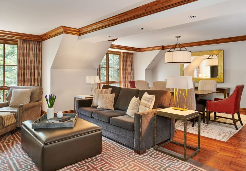 Living room and dining area.