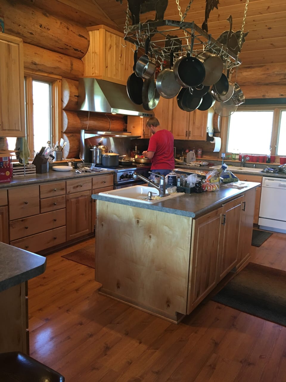 Look at all the pans to cook with!!!