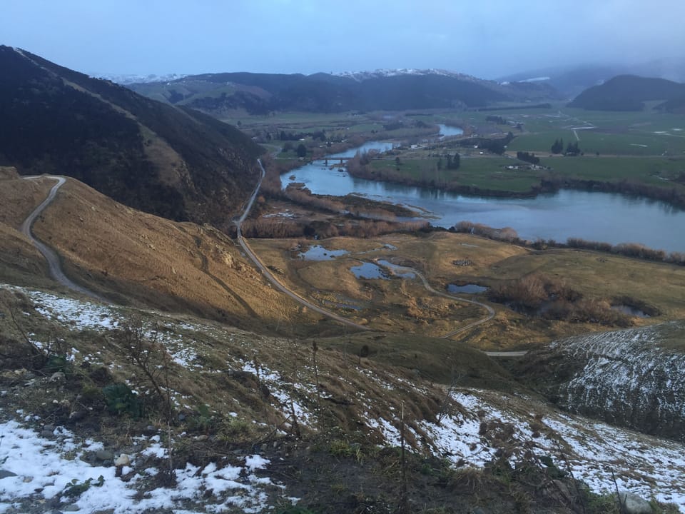 The Clutha River and settlement of Beaumont in mid-winter!