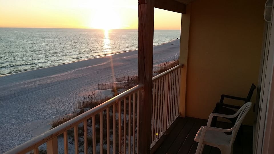 View from the 3rd floor balcony.  Come see the sunset. 