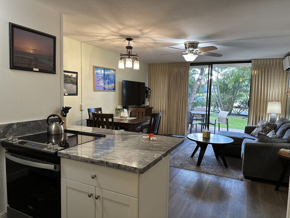 View from kitchen to living room and lanai