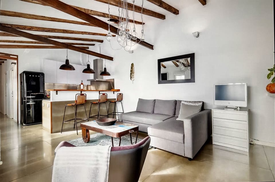 Living room and open kitchen