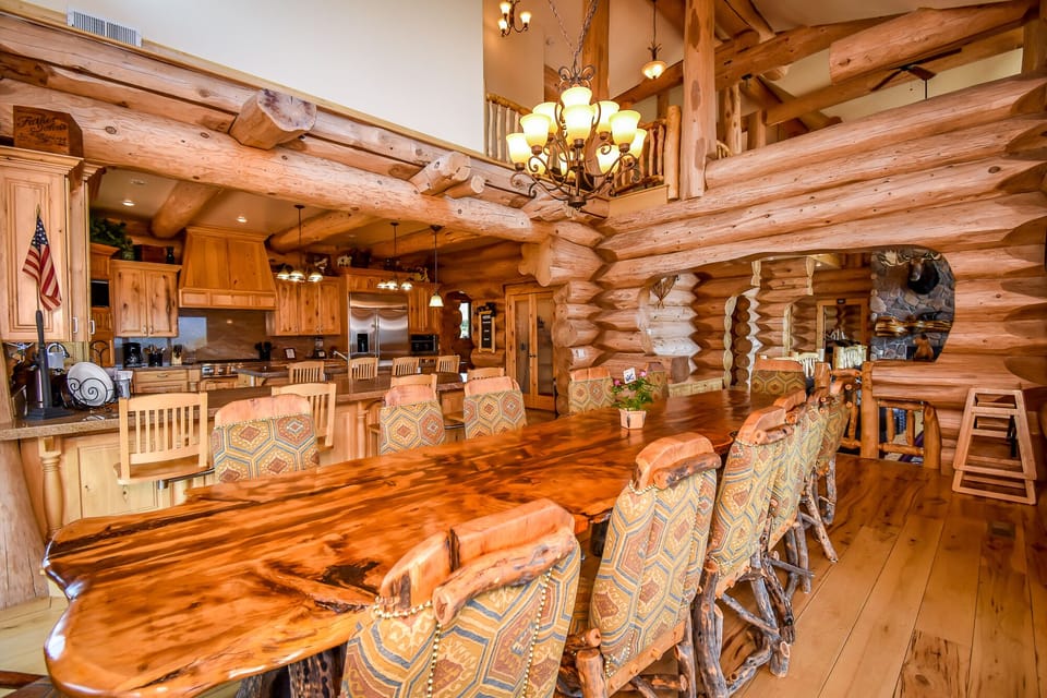 Dining table with Kitchen in background