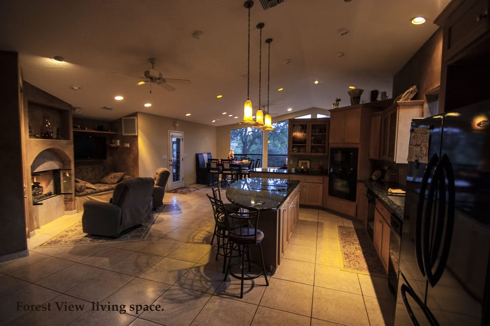 Large Kitchen &TV room Large enough to skateboard in However we had to stop that