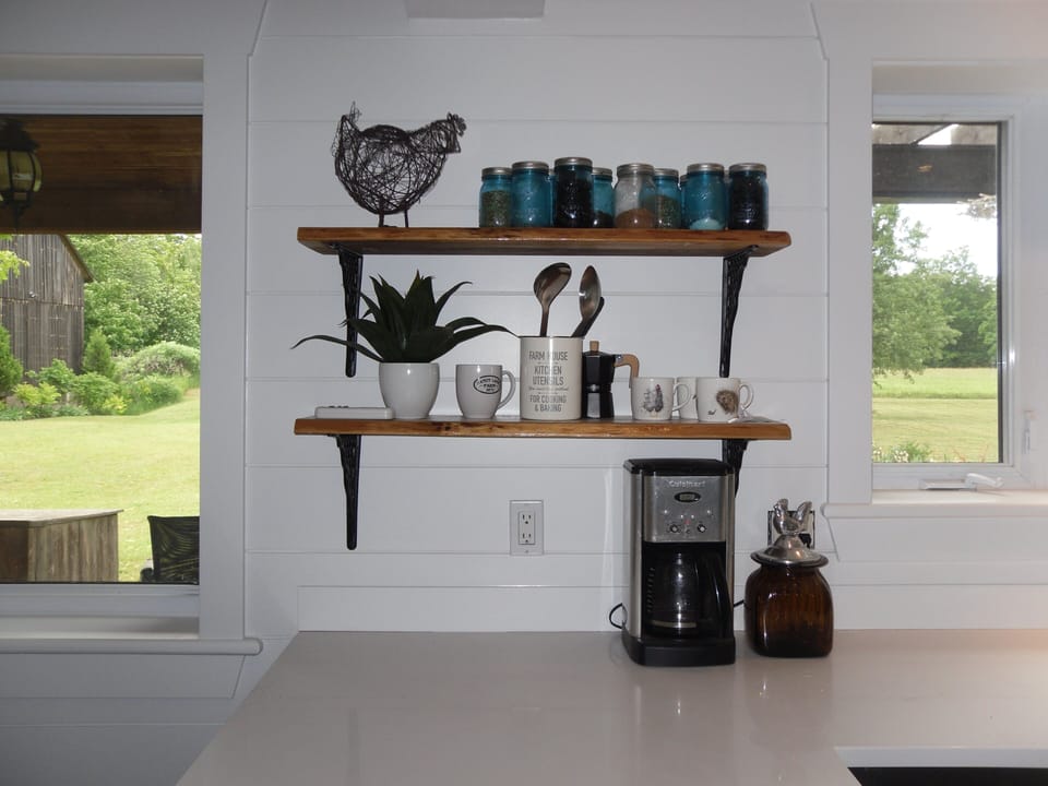 Live edge shelving made from our barn boards