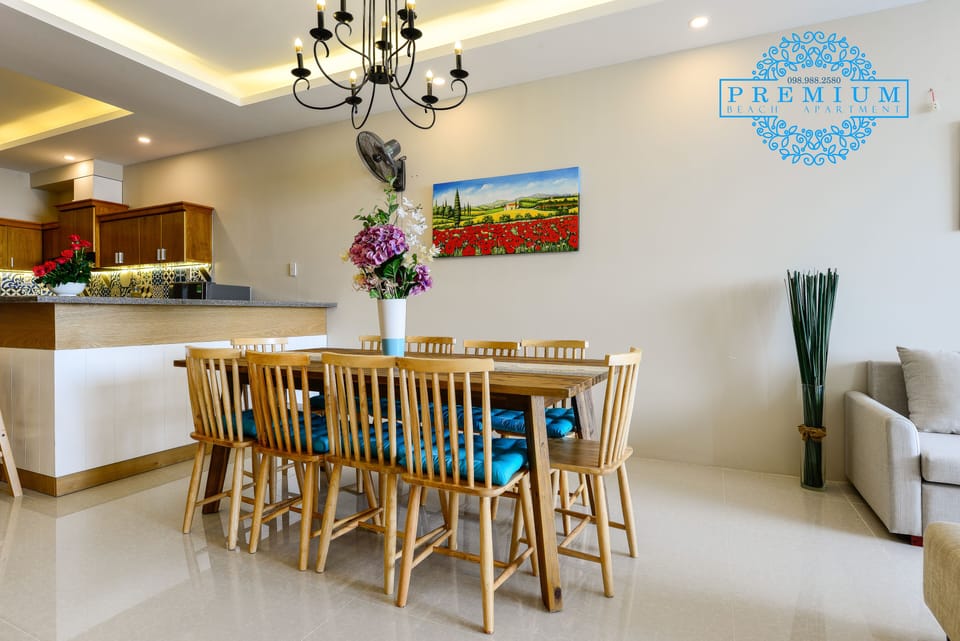 Spacious dining table for big family meal and party 
